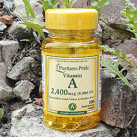 Вітамін А Puritan's Pride Vitamin A 2400 мкг 100 гелевих капсул