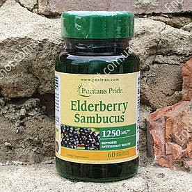 Бузина Puritan's Pride Eldelberry Sambucus 1250 мг 60 гелевих капсул