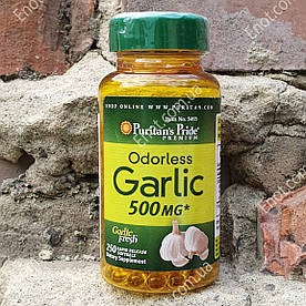 Часник Puritan's Pride Odorless Garlic 500 мг 250 гелевих капсул (без запаху)