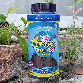 Вітаміни для дітей Puritan's Pride kid's Omega-3 + Vitamin D3 Gummies (Риб'ячий Жир) 120 жувальних рибок