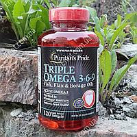Жирные кислоты Puritan's Pride Triple Omega 3-6-9 Fish, Flex & Borage Oils 120 гелевых капсул