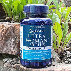 Вітаміни для жінок 50+ Puritan's Pride ULTRA WOMAN 50 Daily Plus Multi 60 таблеток
