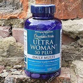 Вітаміни для жінок 50+ Puritan's Pride ULTRA WOMAN 50 Daily Plus Multi 120 таблеток