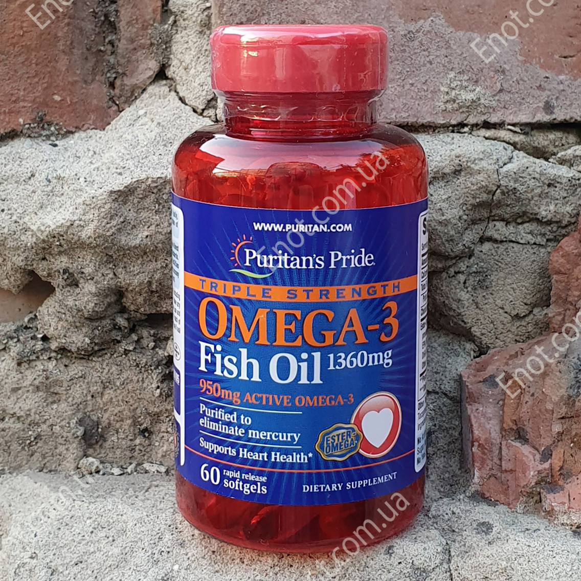 Риб'ячий жир Puritan's Pride Triple Strength Omega-3 Fish Oil 1400 мг 60 гелевих капсул