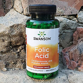 Фолієва кислота Swanson Folic Acid 800 мкг 250 капсул