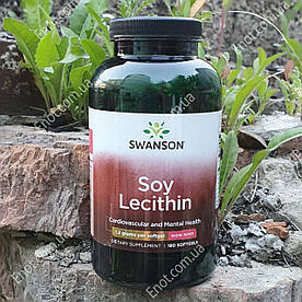 Соєвий лецитин Swanson Soy Lecithin Non-GMO (без ГМО) 180 гелевих капсул