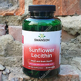 Лецитин Соняшника Swanson Sunflower Lecithin (без ГМО) 90 гелевих капсул