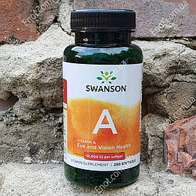 Вітамін А Swanson Vitamin A (10 000 IU) 250 гелевих капсул