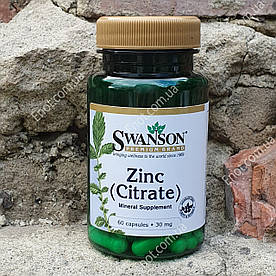 Цинк Цитрат Swanson Zinc (Citrate) 30 мг 60 капсул