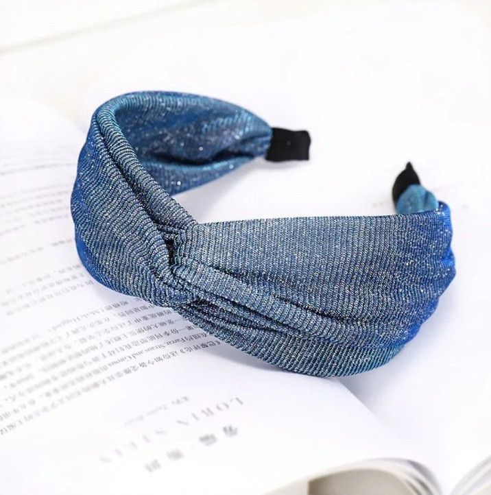 Обруч для волосся з люрексом. Синій, фото 1