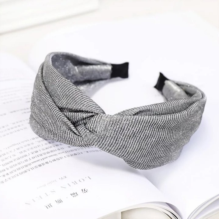 Обруч для волосся з люрексом. Срібло