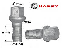 Болти колісні M14x1,5 — 27 мм; Сфера R14, Дакромет, ключ 17 (Harry bk71) — шт.