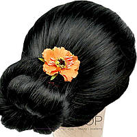Шпилька для волос цветок мак маленький - оранжевый, 1 шт