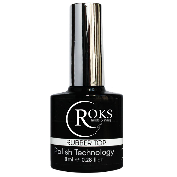 Топ каучуковий для гель-лаку Roks RUBBER Top, 8 мл з липким шаром., фото 1