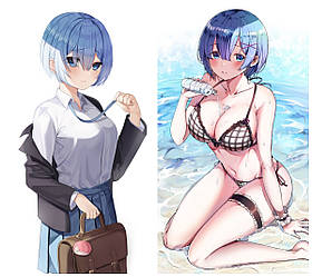 50 х 70 см 450 грн REM RAM Re Zero Рем Рам Життя Заново з нуля Подушка Дакимакура для обіймів аніме принт