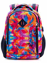 Рюкзак шкільний ортопедичний для дівчинки у 3-9 клас ультрамодний з USB молодіжний абстрактний принт SkyName 57-24, фото 2