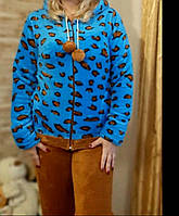 Женская махровая пижама с леопардовым принтом