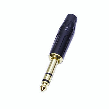 Штекер jack-6,3 стерео метал gold, чорний, чорн. хвостовик 1-0056S