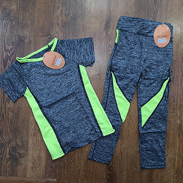 Дитячі фітнес-костюмчики (майка та лосини) "Ластівка" Art: 00-6 4-6 років Сіро-Салатовий