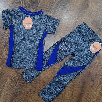Дитячі фітнес-костюмчики (майка та лосини) "Ластівка" Art: 00-6 4-6 років Сіро-Синій