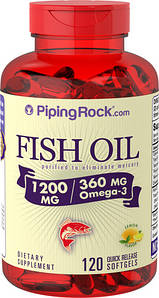 Омега-3 Piping Rock Omega-3 Fish Oil Lemon Flavor 1200 мг 120 капс.