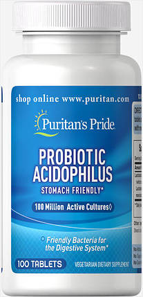 Пробіотична суміш Puritan's Pride Probiotic Acidophilus 100 капс., фото 2