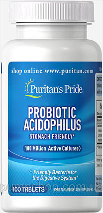 Пробіотична суміш Puritan's Pride Probiotic Acidophilus 100 капс., фото 1