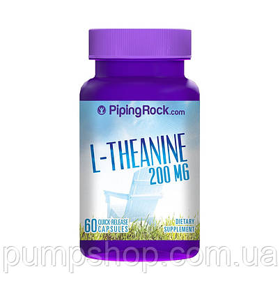 Амінокислота Л-Теанін Piping Rock L-Theanine 200 мг 60 капс., фото 1