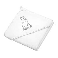 Полотенце велюровое с капюшоном "Кролик" 100х100 см белый BabyOno (5901435412398)