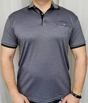 Чоловіча футболка поло темно-сірий колір із кишенею великого розміру.
