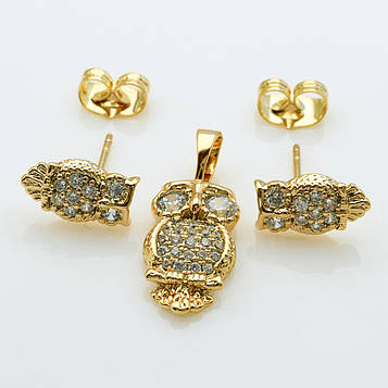 XUPING Комплект Позолота 18к Сережки Висота 1.2см, Кулон Висота 2.4см