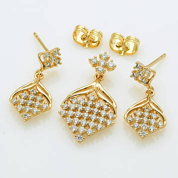 XUPING Комплект Позолота 18к Сережки Висота 2.4см Кулон Висота 2.6см