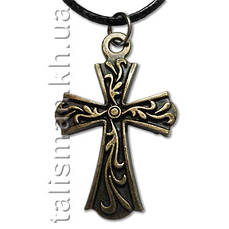 Кулон K-061 - Хрест з візерунком (бронза)