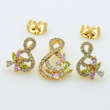 XUPING Комплект Позолота 18к Сережки Висота 1.8см, Кулон Висота 2.4см