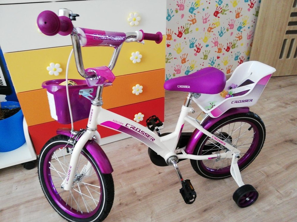 Дитячий двоколісний велосипед KIDS BIKE CROSSER 3 фіолетовий 16 дюймів, фото 1