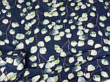 Тканина коттон бавовна, листочки на синьому фоні, № 212, фото 5