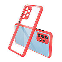 Протиударний чохол бампер для Samsung Galaxy A52 червоний прозорий захист камери