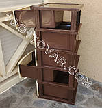 Комод пластиковий тумба на 3 ящики Сітка бежевий з коричневим, фото 3