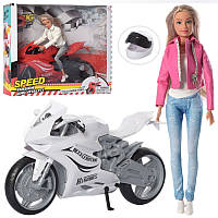 Кукла на мотоцикле DEFA 8459, 29см, шарнирная, мотоцикл 33см