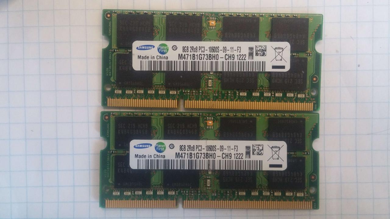 Для ноутбука 16GB 2x8GB DDR3 1333MHz Samsung PC3 10600S 2Rx8 RAM Оперативна пам'ять, фото 1