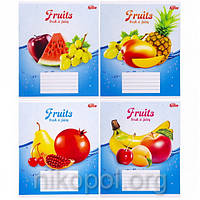 Зошит 24 аркуші лінійка, серія "Свіжі та соковиті фрукти", білизна 100%