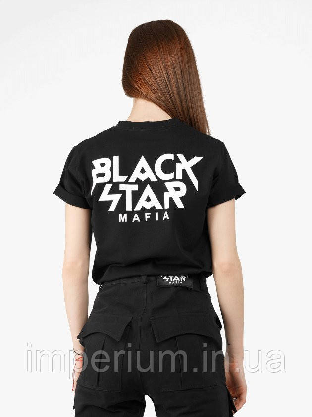Чорна футболка Black Star Mafia біле лого