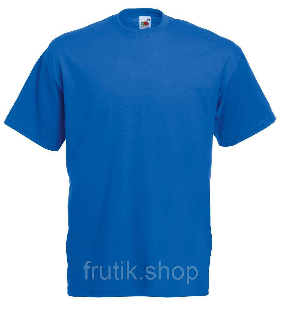 Яскраво синя чоловіча футболка класична Fruit of the loom Valueweight електрик S