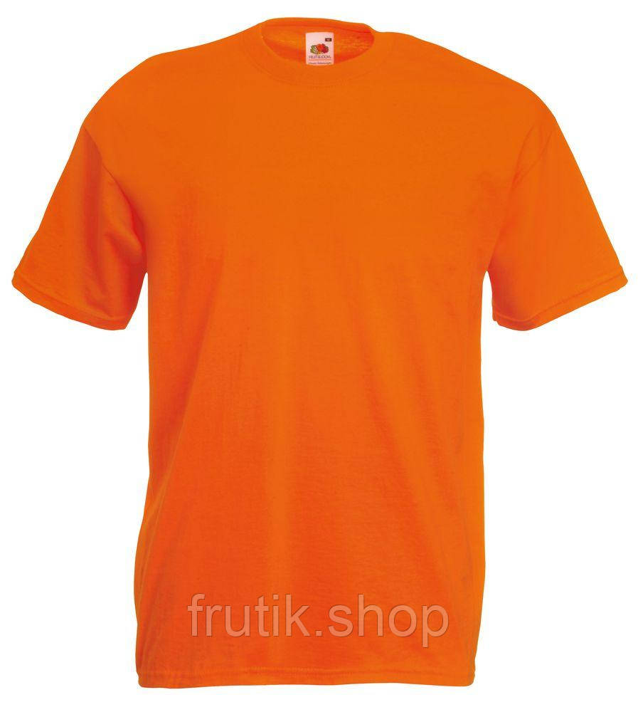 Жовтогаряча чоловіча футболка класична Fruit of the loom Valueweight яскрава однотонна бавовняна базова S