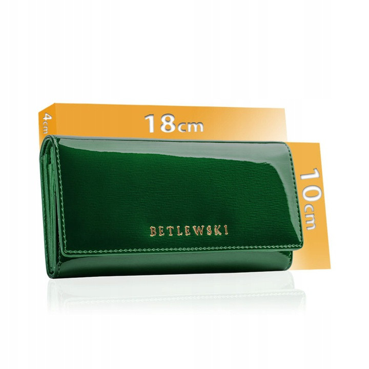 Жіночий шкіряний гаманець Betlewski з RFID 18 х 10 х 4 (BPD-BS-100) - зелений