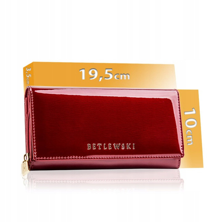 Жіночий шкіряний гаманець Betlewski з RFID 19,5 х 10 х 3,5 (BPD-BS-106) - червоний