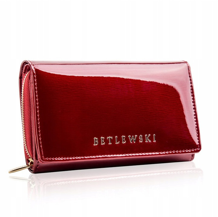 Жіночий шкіряний гаманець Betlewski з RFID 16 х 10,5 х 4 (BPD-BS-513) - червоний