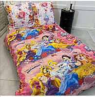 Комплект детского постельного полуторного белья 5 принцесс, Бязь Люкс, Тиротекс, розовый