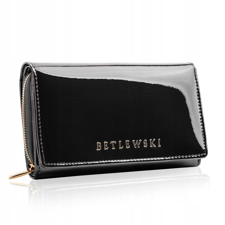 Жіночий шкіряний гаманець Betlewski з RFID 16 х 10,5 х 4 (BPD-BS-513) - чорний