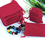 Мішечок для подарунків з затягуванням, оксамитова тканина, червоний колір, розмір 7х9 см, фото 2